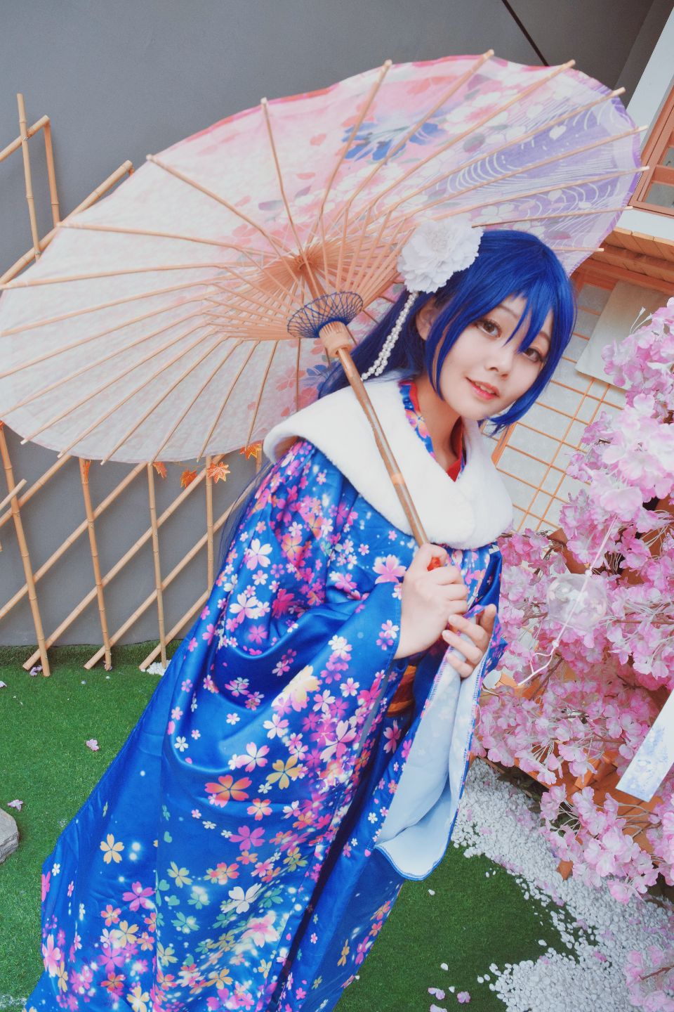 The Azure Elegance – Umi Sonoda Traditional Kimono [19P]